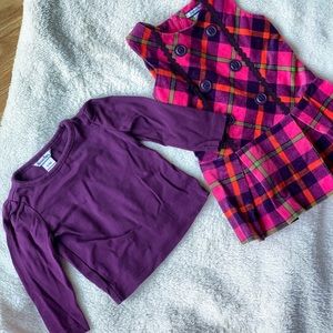 Hartstrings 9-12mo purple and plaid dress and shirt